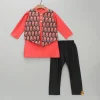 New Red Kurta And Printed Jacket With Pyjama BOY Indian Ethnic Wear | Ethnic Sets