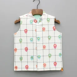 New Red Kurta With Multicolor Embroidered Jacket And Pyjama BOY Indian Ethnic Wear | Ethnic Sets