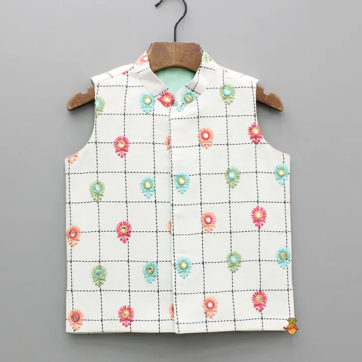 New Red Kurta With Multicolor Embroidered Jacket And Pyjama BOY Indian Ethnic Wear | Ethnic Sets