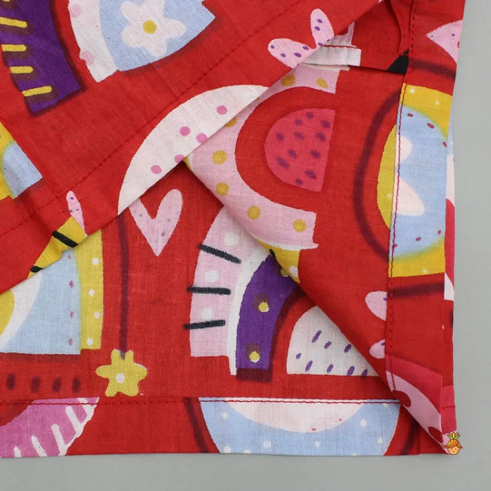 Best Red Multicolour Printed Notch Collar Sleepwear BOY Sleep Wear | Sleepwear