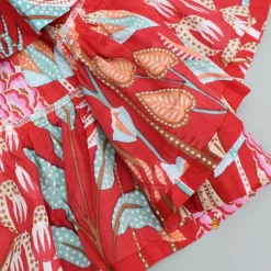 New Red Multicolour Printed Top With Frilly Layers And Lehenga Twinning Sets | Ethnic Wear