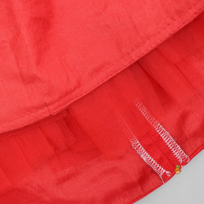 Outlet Red One Shoulder Embellished Top With Attached Dupatta And Stylish Lehenga Ethnic Wear | Lehengas & Ghagras