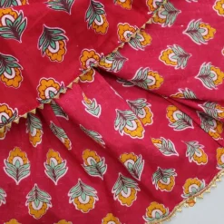 Hot Red One Shoulder Printed Top And Tiered Sharara Ethnic Wear | Palazzos & Shararas