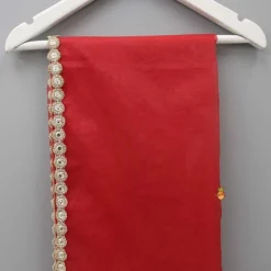 Outlet Red Organza Lace Work Dupatta Ethnic Wear