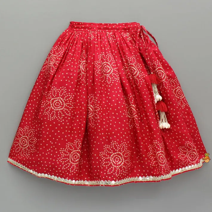 Best Red Printed Embroidered Layered Top And Flared Lehenga Ethnic Wear | Lehengas & Ghagras