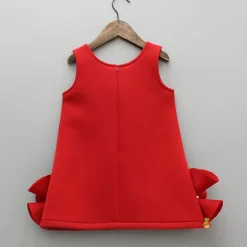 Hot Red Ruffle Hem Dress With Bow Adornment Dresses & Sets | Dresses