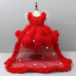 Clearance Red Ruffle Trail Dress With Detachable Bow And Swirled Bowie Head Band Dresses & Sets | Dresses