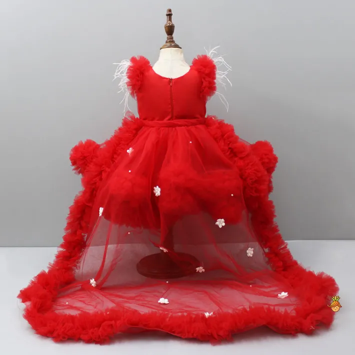 Clearance Red Ruffle Trail Dress With Detachable Bow And Swirled Bowie Head Band Dresses & Sets | Dresses