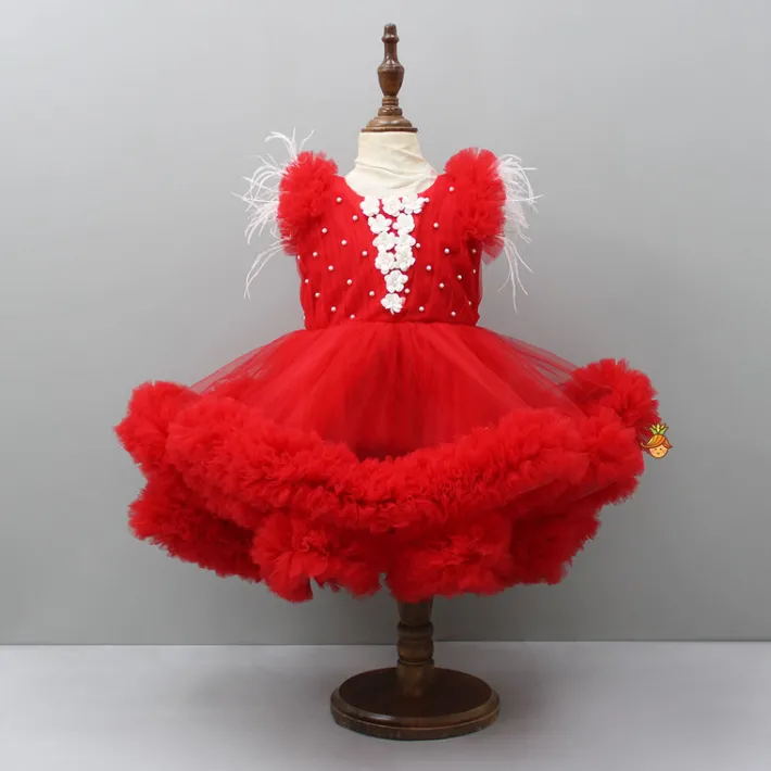 Clearance Red Ruffle Trail Dress With Detachable Bow And Swirled Bowie Head Band Dresses & Sets | Dresses