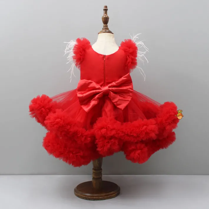 Clearance Red Ruffle Trail Dress With Detachable Bow And Swirled Bowie Head Band Dresses & Sets | Dresses