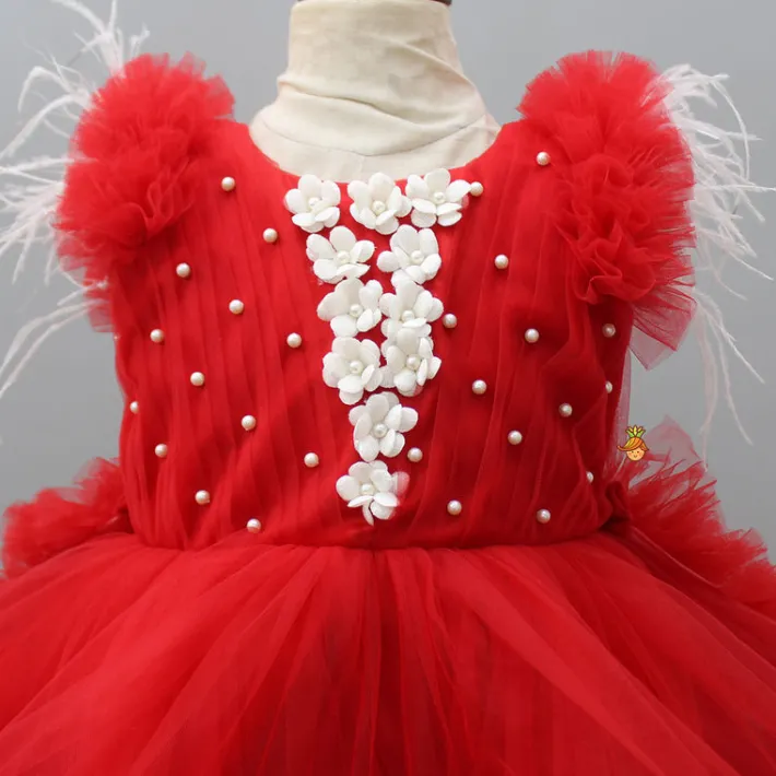 Clearance Red Ruffle Trail Dress With Detachable Bow And Swirled Bowie Head Band Dresses & Sets | Dresses