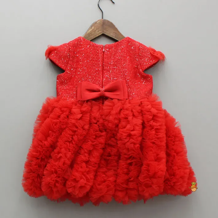Fashion Red Sequin Embellished Dress With Ruffled Details Dresses & Sets | Dresses