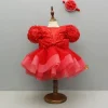 Fashion Red Sequined Ruffled Dress With Bows And Matching Swirled Bow Headband Dresses & Sets | Dresses