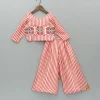 Best Red Striped Top With Printed Embroidered Patch And Palazzo Ethnic Wear | Palazzos & Shararas