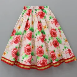 Online Red Top And Floral Printed Lehenga With Net Dupatta Ethnic Wear | Lehengas & Ghagras