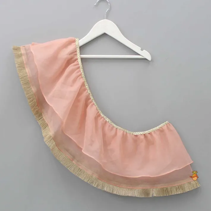 Hot Round Layered Peach Dupatta Ethnic Wear