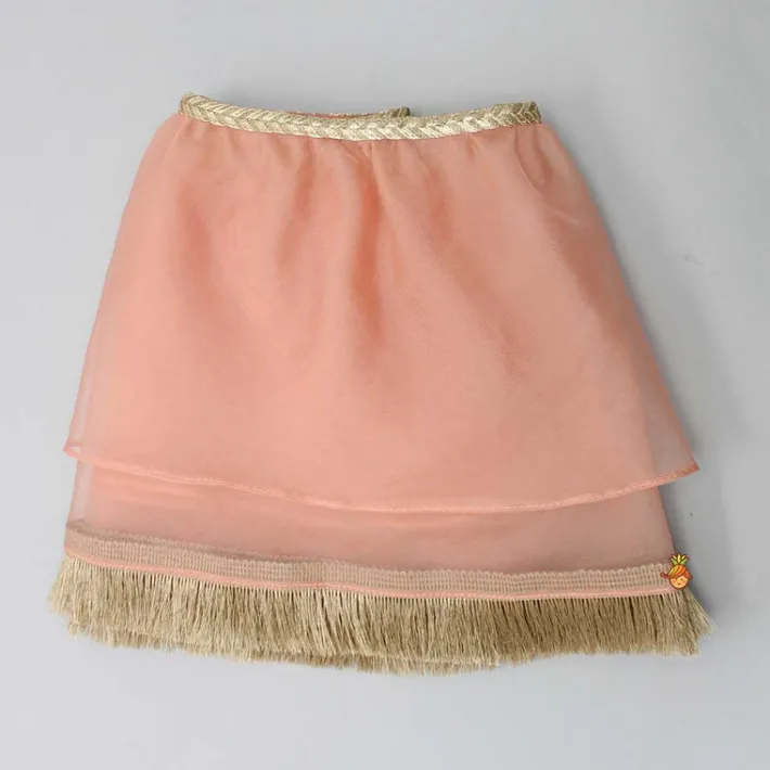 Hot Round Layered Peach Dupatta Ethnic Wear