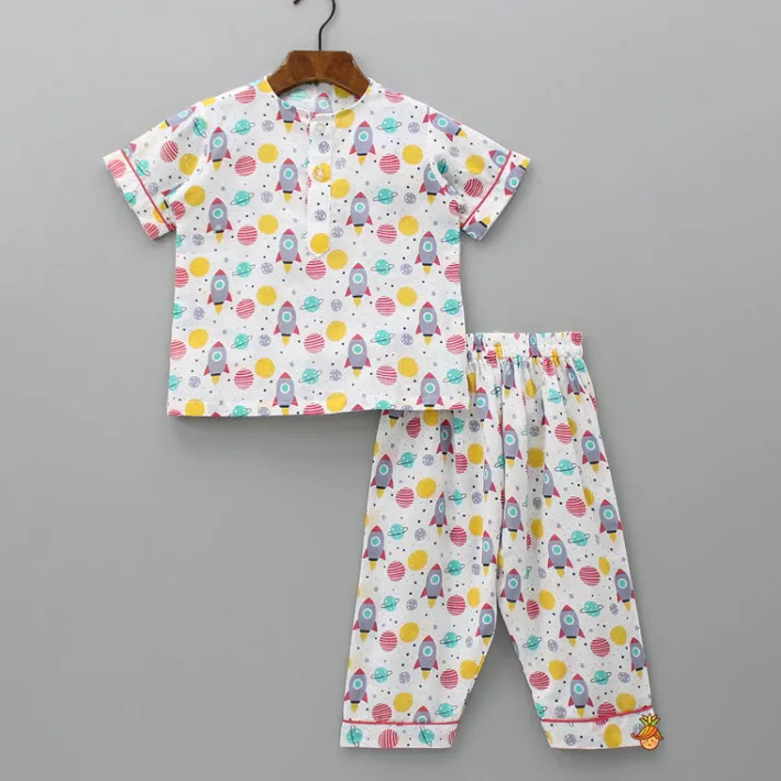 Outlet Round Neck Cotton Space Theme Printed Sleepwear BOY Sleep Wear | Sleepwear