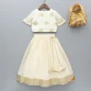 Clearance Round Neck Off White Top And Shimmer Tassels Enhanced Lehenga With Organza Dupatta Ethnic Wear | Lehengas & Ghagras