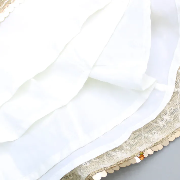 Clearance Round Neck Off White Top And Shimmer Tassels Enhanced Lehenga With Organza Dupatta Ethnic Wear | Lehengas & Ghagras