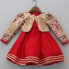 New Round Neck Red Kurti With Heavy Embroidered Jacket Ethnic Wear | Kurtis & Jumpsuits