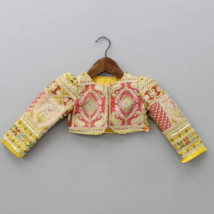 Discount Round Neck Yellow Kurti With Heavy Embroidered Jacket Ethnic Wear | Kurtis & Jumpsuits