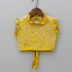 Fashion Ruffle Neckline Mustard Top And Lehenga Ethnic Wear | Lehengas & Ghagras