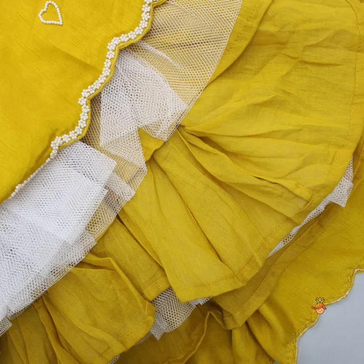 Fashion Ruffle Neckline Mustard Top And Lehenga Ethnic Wear | Lehengas & Ghagras
