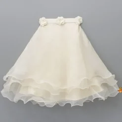 Hot Ruffle Sleeves Off White Embroidered Top And Layered Lehenga Ethnic Wear | Lehengas & Ghagras