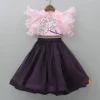 Outlet Ruffle Sleeves Pink Top And Organza Lehenga Ethnic Wear | Lehengas & Ghagras