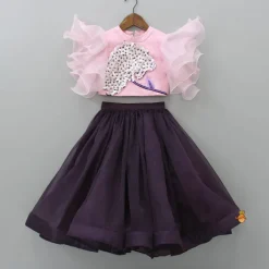 Outlet Ruffle Sleeves Pink Top And Organza Lehenga Ethnic Wear | Lehengas & Ghagras