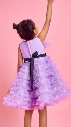 Outlet Ruffled Dress With Attached Bowy Belt Dresses & Sets | Dresses