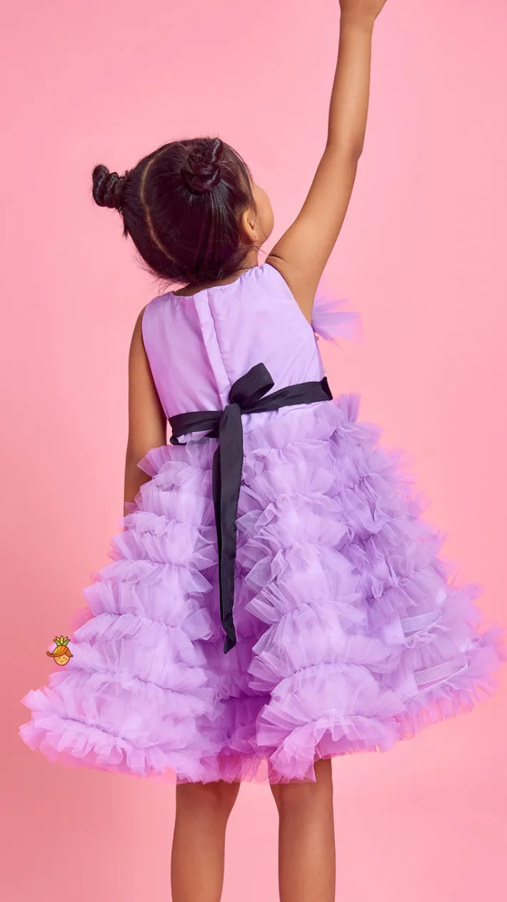 Outlet Ruffled Dress With Attached Bowy Belt Dresses & Sets | Dresses