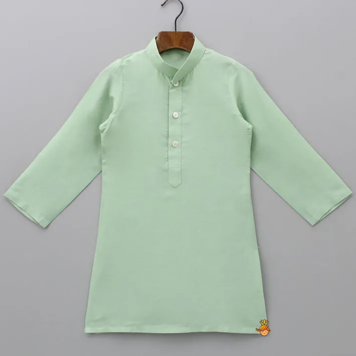 Best Sage Green Kurta With Cotton Silk Embroidered Jacket And Pyjama BOY Indian Ethnic Wear | Ethnic Sets
