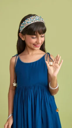 Hot Scalloped Hem Tie Up Strappy Blue Top And Palazzo Ethnic Wear | Palazzos & Shararas