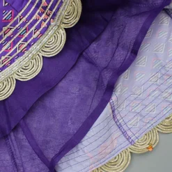 Sale Scalloped Hem V Neck Purple Top And Lehenga With Matching Hair Band Ethnic Wear | Lehengas & Ghagras