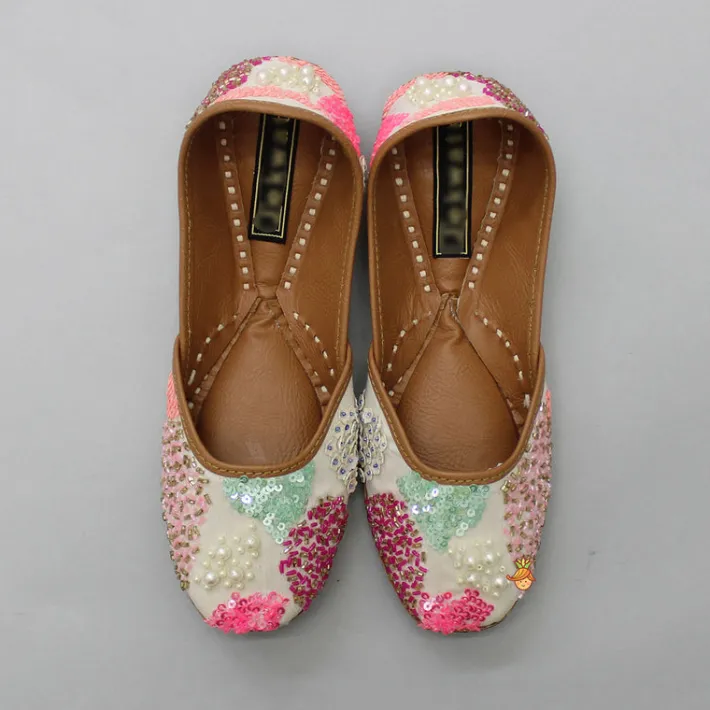 Online Sequin And Pearl Work Jutti Shoes