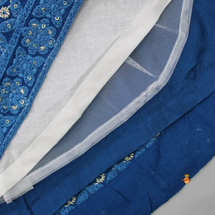 Outlet Sequin And Thread Embroidered Top And Pleated Lehenga With Net Dupatta And Matching Potli Ethnic Wear | Lehengas & Ghagras