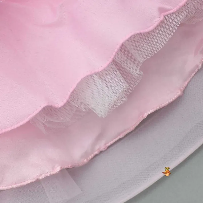 Sale Sequin Detail Yoke Layered Ruffle Net Pink Dress Dresses & Sets | Dresses