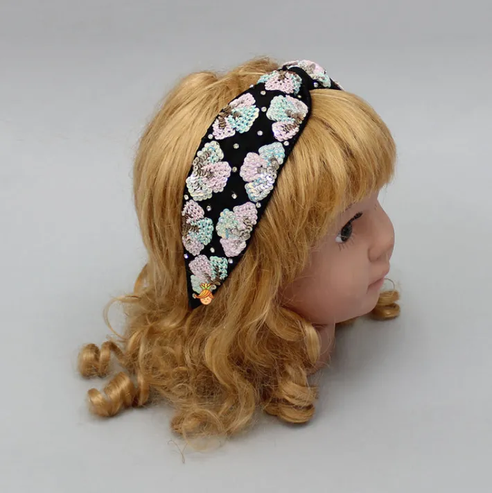 Best Sequin Embroidered Black Hairband Hair Accessories | Hair Bands
