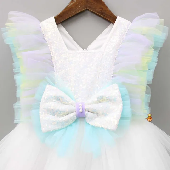Outlet Sequin Embroidered Flared Ruffle Dress With Matching Hair Clip Dresses & Sets | Dresses