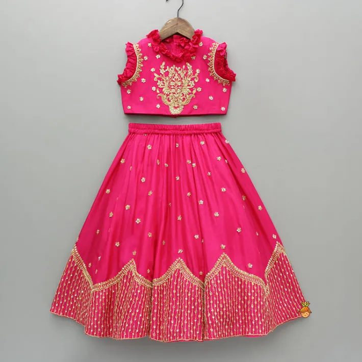 Discount Sequin Embroidered Pink Top And Lehenga With Matching Net Dupatta Ethnic Wear | Lehengas & Ghagras