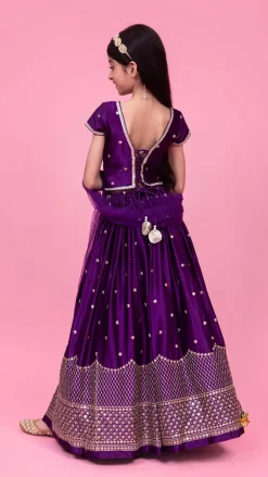 Sale Sequin Embroidered Purple Top And Lehenga With Matching Net Dupatta Ethnic Wear | Lehengas & Ghagras
