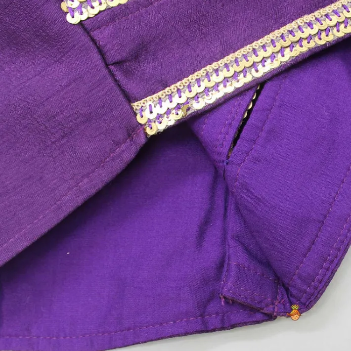 New Sequin Lace StrapTop In Purple, With Printed palazzo Ethnic Wear | Palazzos & Shararas