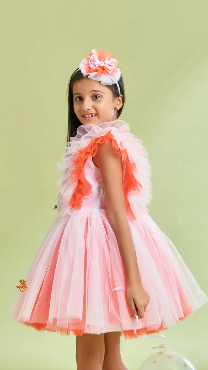 Clearance Sequin Work And Net Ruffles Dress With Hair Band Dresses & Sets | Dresses