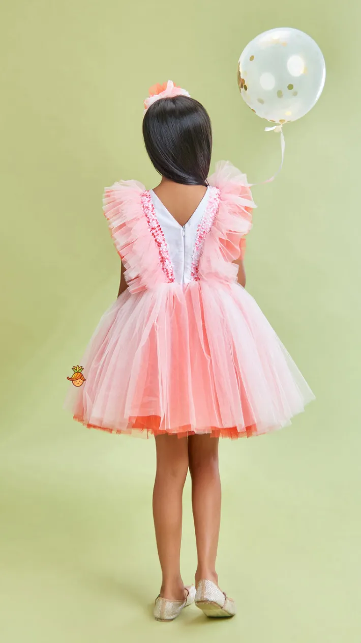 Clearance Sequin Work And Net Ruffles Dress With Hair Band Dresses & Sets | Dresses