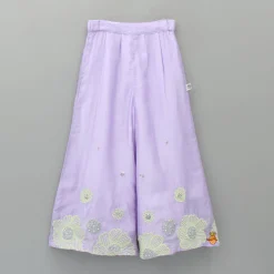 New Sequined And Thread Floral Embroidered Lilac Top With Palazzo Ethnic Wear | Palazzos & Shararas