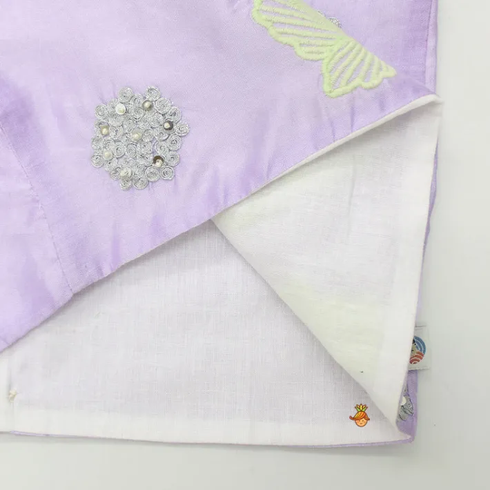 New Sequined And Thread Floral Embroidered Lilac Top With Palazzo Ethnic Wear | Palazzos & Shararas