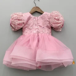 Clearance Sequined Detailed Layered Pink Dress With Bows And Matching Swirled Bow Headband Dresses & Sets | Dresses