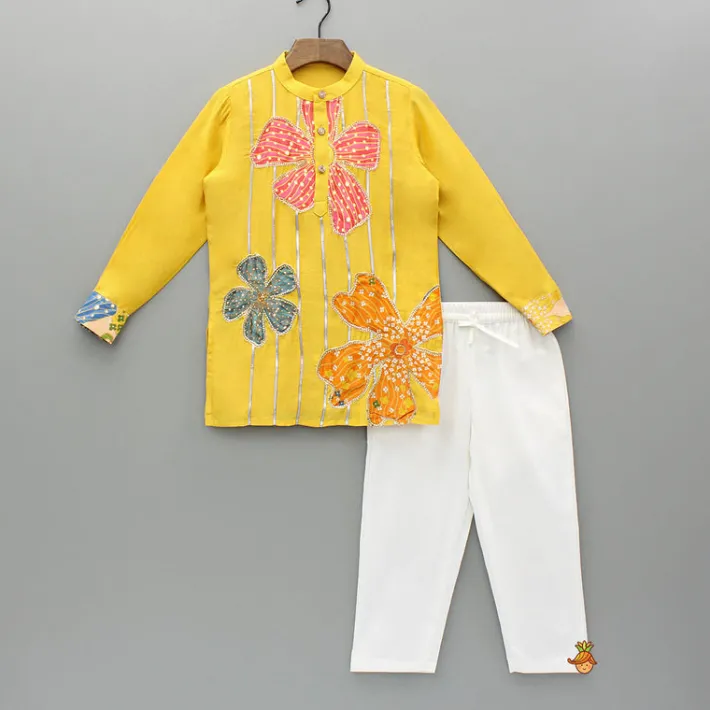 Fashion Sequined Floral Printed Kurta With Pyjama. BOY Indian Ethnic Wear | Ethnic Sets